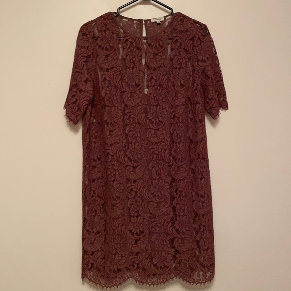 Aritzia silk slip dress w/ lace cover, dusty rose size S